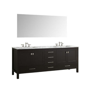 Eviva Aberdeen 84″ Transitional Double Sink Bathroom Vanity w/ White Carrara Top Vanity Eviva